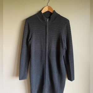 Calvin Klein sweater - long cardigan with double zipper in dark gray.